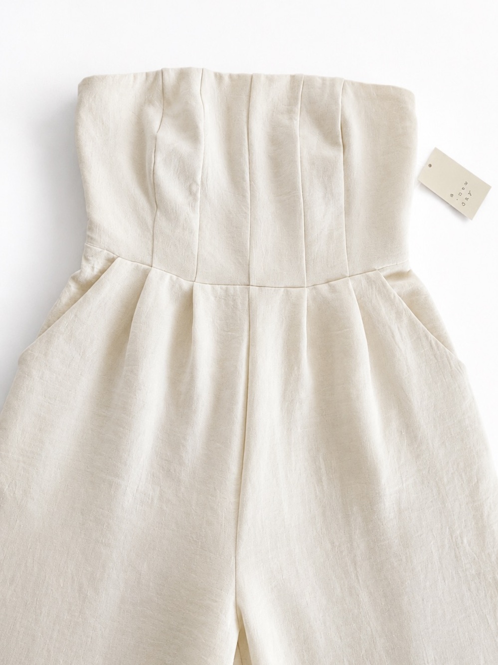 A New Day Women’s Strapless Jumpsuit Size Small Cream Wide Leg NWT - Picture 5 of 12